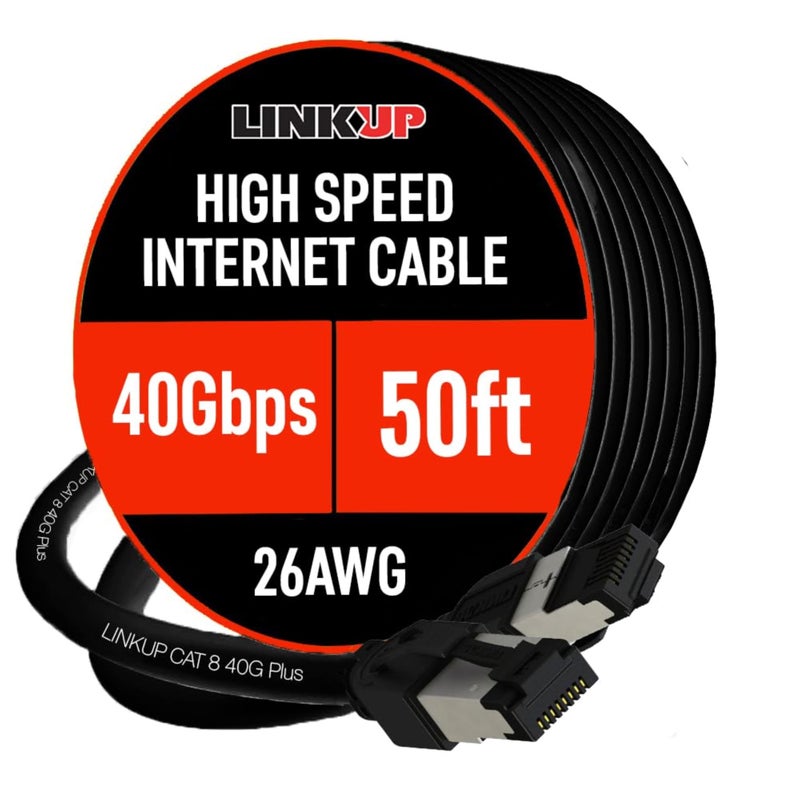 LINKUP Cat 8 Ethernet Cable | Long Internet Cord | High Speed LAN Connection | RJ45 connectors | Use with Cat 5/ Cat 6/ Cat 7 | Optimal for Gaming - Image 1